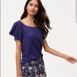 NWOT Ann Taylor Loft Eyelet Off the Shoulder Boho Crochet Knit Top